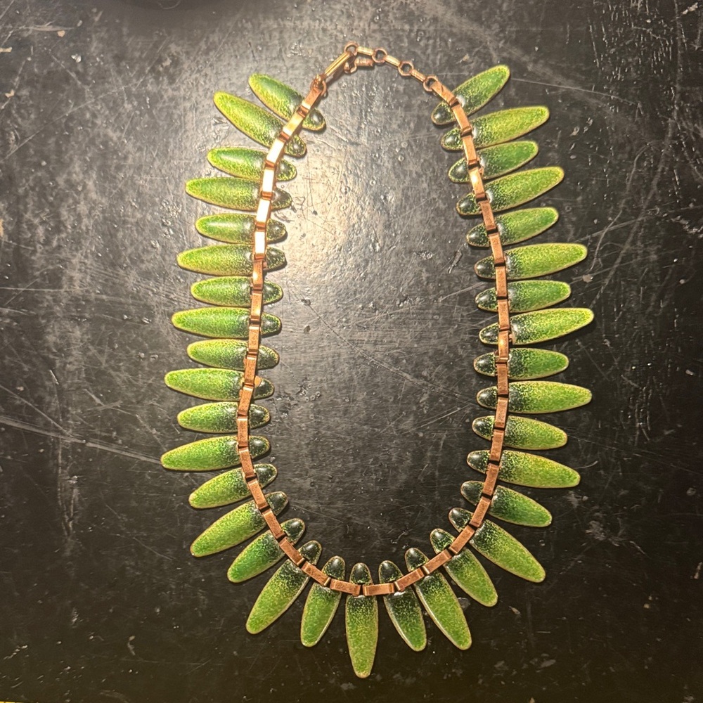 Green Enamel and Copper Matisse Necklace